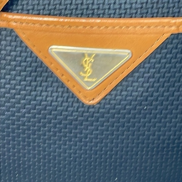 Vintage Yves Saint Laurent Small Canvas Crossbody Bag Leather Trim Black Brown - Picture 4 of 17